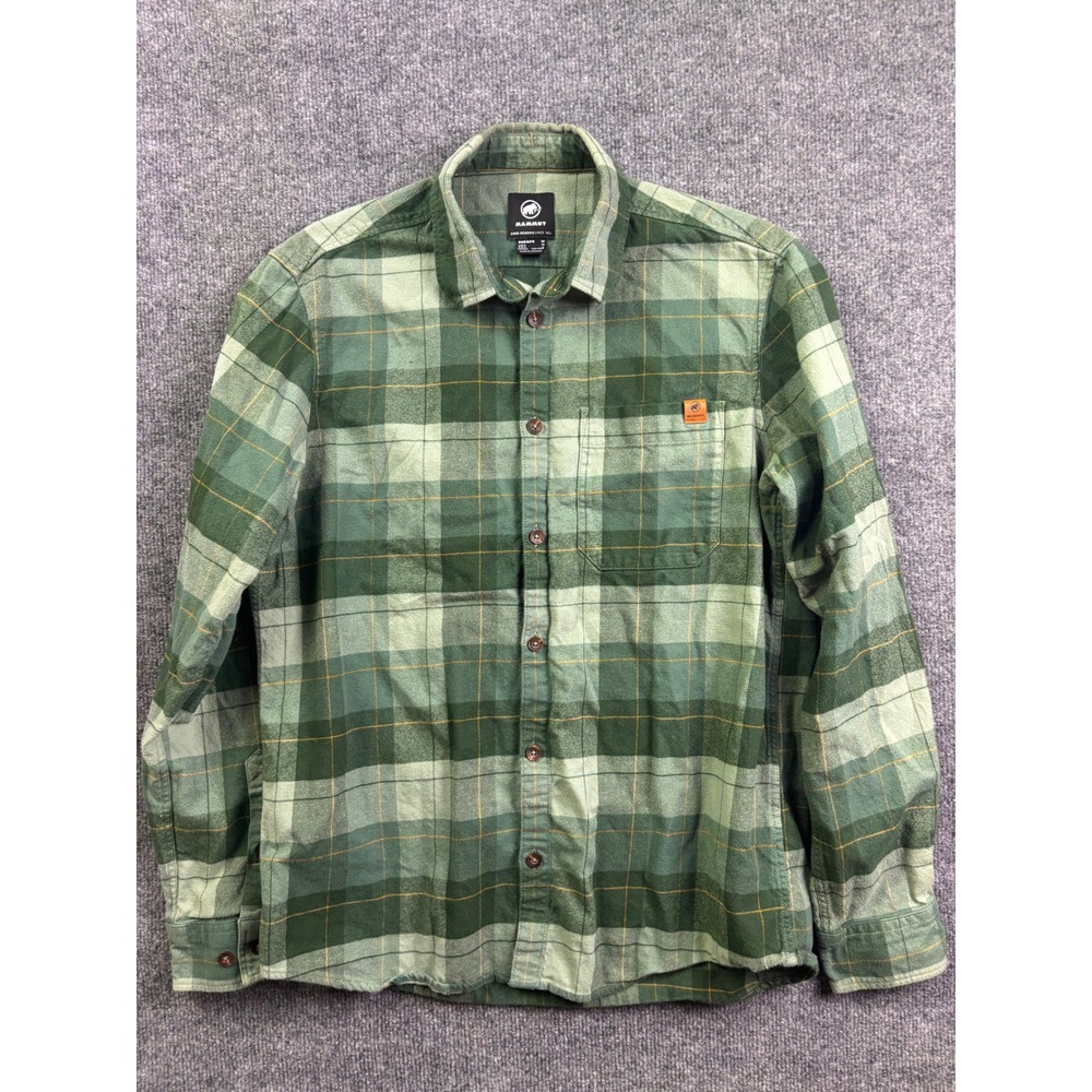 Mammut Tamaro Flannel Shirt Mens Medium Green Plaid Long Sleeve Button Down